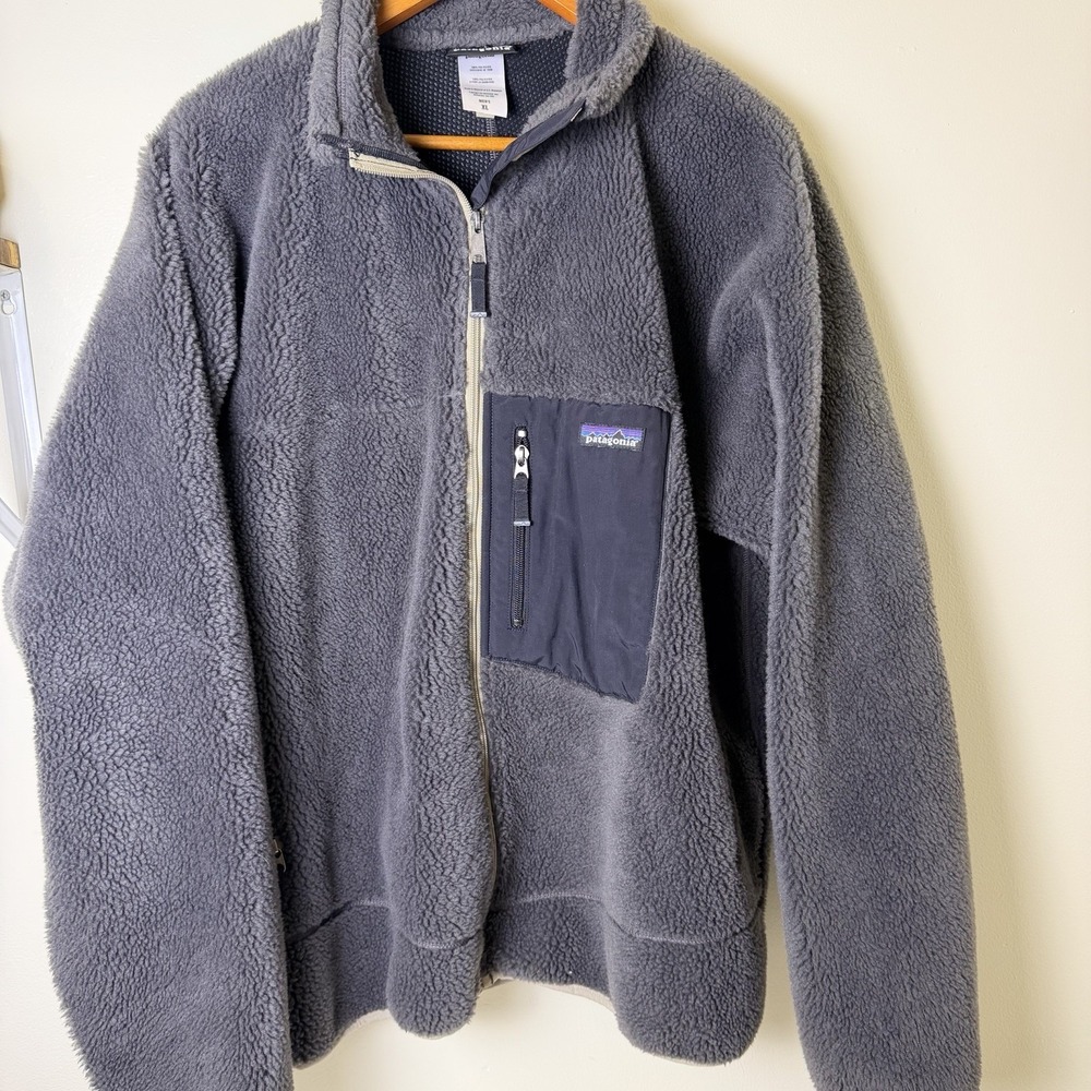 Vintage Patagonia Retro-X Fleece Jacket Gray Full Zip Deep Pile Men's Medium Xl